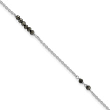 Load image into Gallery viewer, Sterling Silver Black CZ Beads 9in Plus 1 in Ext. Anklet