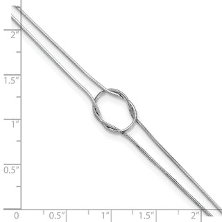 Sterling Silver RH-plated Fancy Loop 9in Plus 1in ext Anklet
