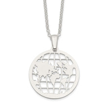 Cargar imagen en el visor de la galería, Sterling Silver Polished World 16in w/2 in ext. Necklace