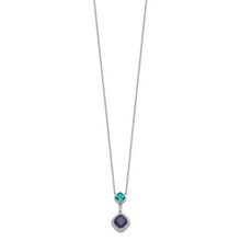 Cargar imagen en el visor de la galería, Sterling Silver Rhodium-plated CZ Glass Stone Dangle Pendant Necklace