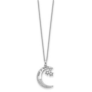 Sterling Silver CZ Antiqued Family Of Stars 18in Necklace
