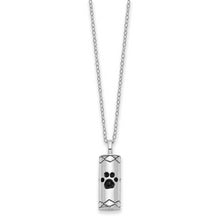 Load image into Gallery viewer, Sterling Silver Rhodium Antiqued Paws Cylinder Ash Holder 18in Necklace