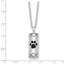 Load image into Gallery viewer, Sterling Silver Rhodium Antiqued Paws Cylinder Ash Holder 18in Necklace