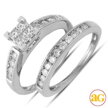 Load image into Gallery viewer, 14KW 1.00CTW DIAOND V-PRON QUAD HEAD BRIDAL SET