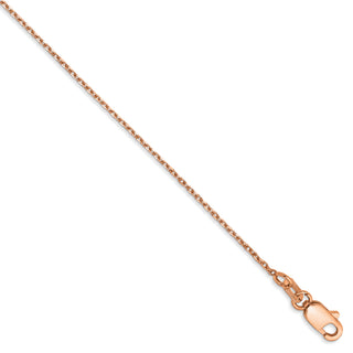14k Rose Gold 1.0mm Diamond-cut Cable Chain Anklet