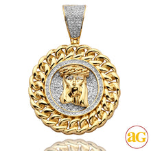 Cargar imagen en el visor de la galería, 10KY 0.50CTW DIAMOND JESUS HEAD MEDALLION WITH