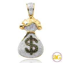 Load image into Gallery viewer, 10KY 0.85CTW GREEN AND WHITE DIAMOND MONEY BAG