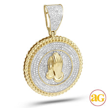 Load image into Gallery viewer, 10KY 1.10CTW DIAMOND PRAYING HANDS MEDALLION WITH
