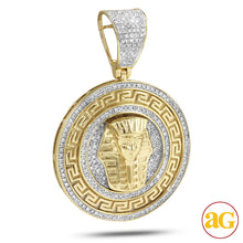 Load image into Gallery viewer, 10KY 0.85CTW DIAMOND GREEK KEY PHAROAH MEDALLION