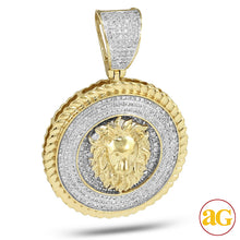 Cargar imagen en el visor de la galería, 10KY 0.80CTW DIAMOND LION HEAD MEDALLION WITH ROPE