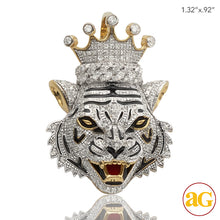 Load image into Gallery viewer, 10KY 0.80CTW MICROPAVE DIAMOND TIGER WITH CROWN