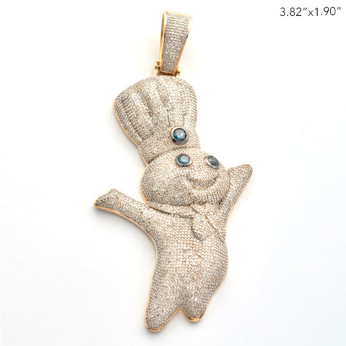 10KY 7.50CTW BLUE AND WHITE DIAMOND DOUGHBOY PENDA