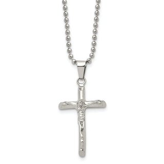 Stainless Steel Polished Crucifix 20in Necklace