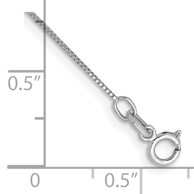 14k WG .5mm Box with Spring Ring Clasp Chain Anklet