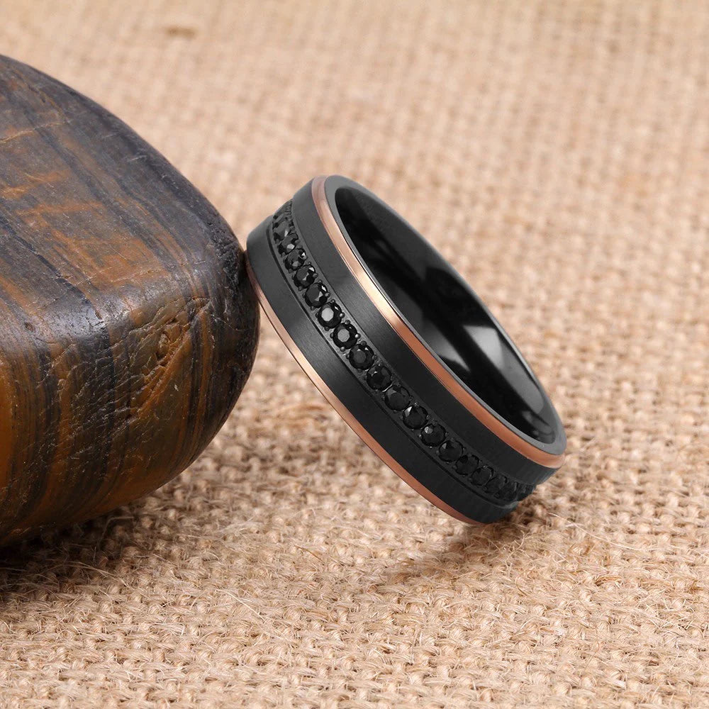 Black Titanium Sapphire Wedding Band